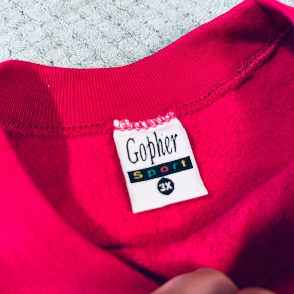 vintage retro 80s Hawaiian MAUI XXL Athletic Department Red/Pink Neon Crewneck - Picture 3 of 5